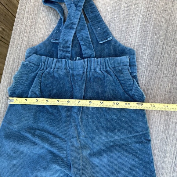 Vintage 1970s Overalls Toddler Size 18m Corduroy Blue Turtle Appliqué - Picture 10 of 11